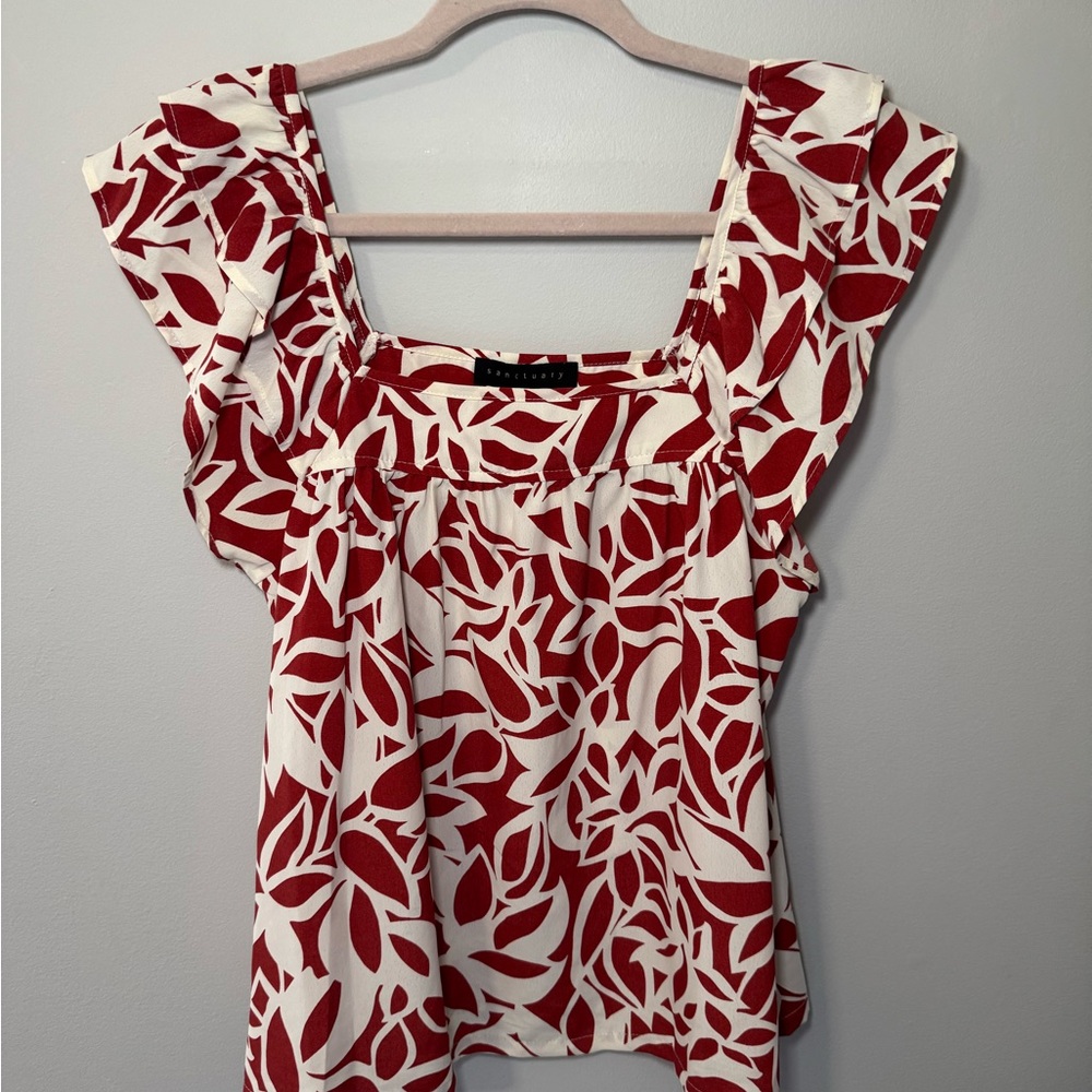 Sanctuary Printed Soft Ruffle Cami Tank Blouse